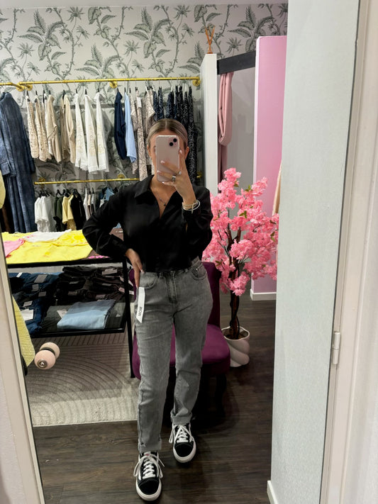 Jean mom gris