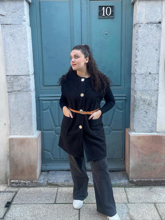 GILET LONG MOLLETONNÉ SANS MANCHES