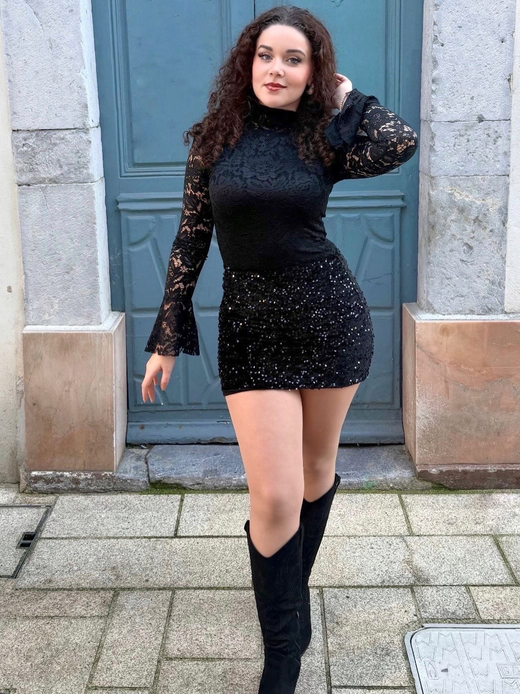 ✨ Haut en dentelle effet volants manches ✨