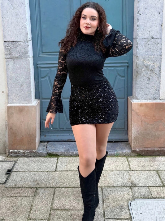 ✨ Haut en dentelle effet volants manches ✨