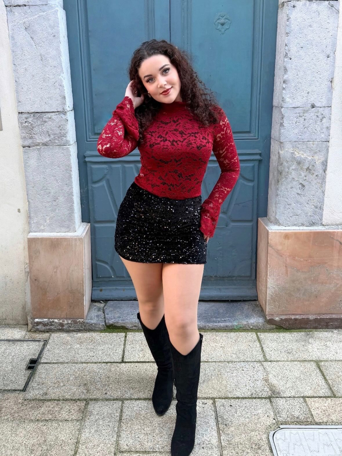 ✨ Haut en dentelle effet volants manches ✨