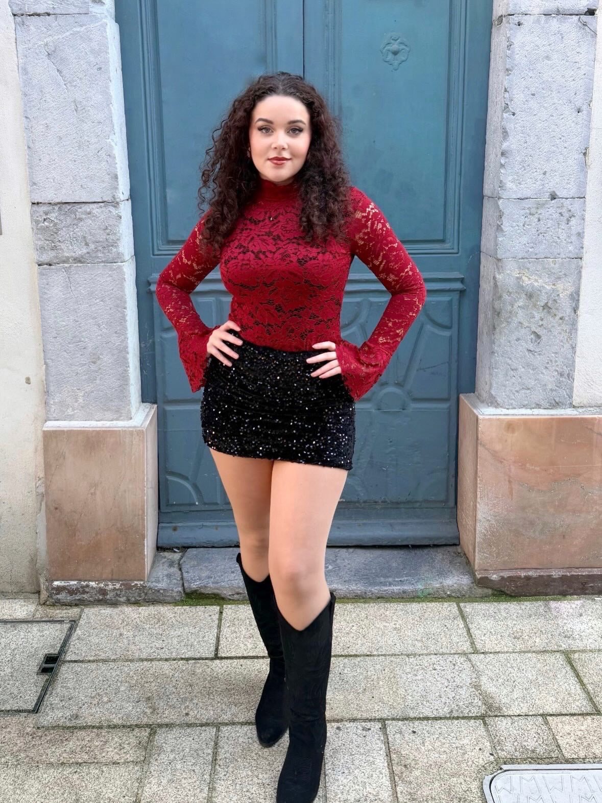 ✨ Haut en dentelle effet volants manches ✨